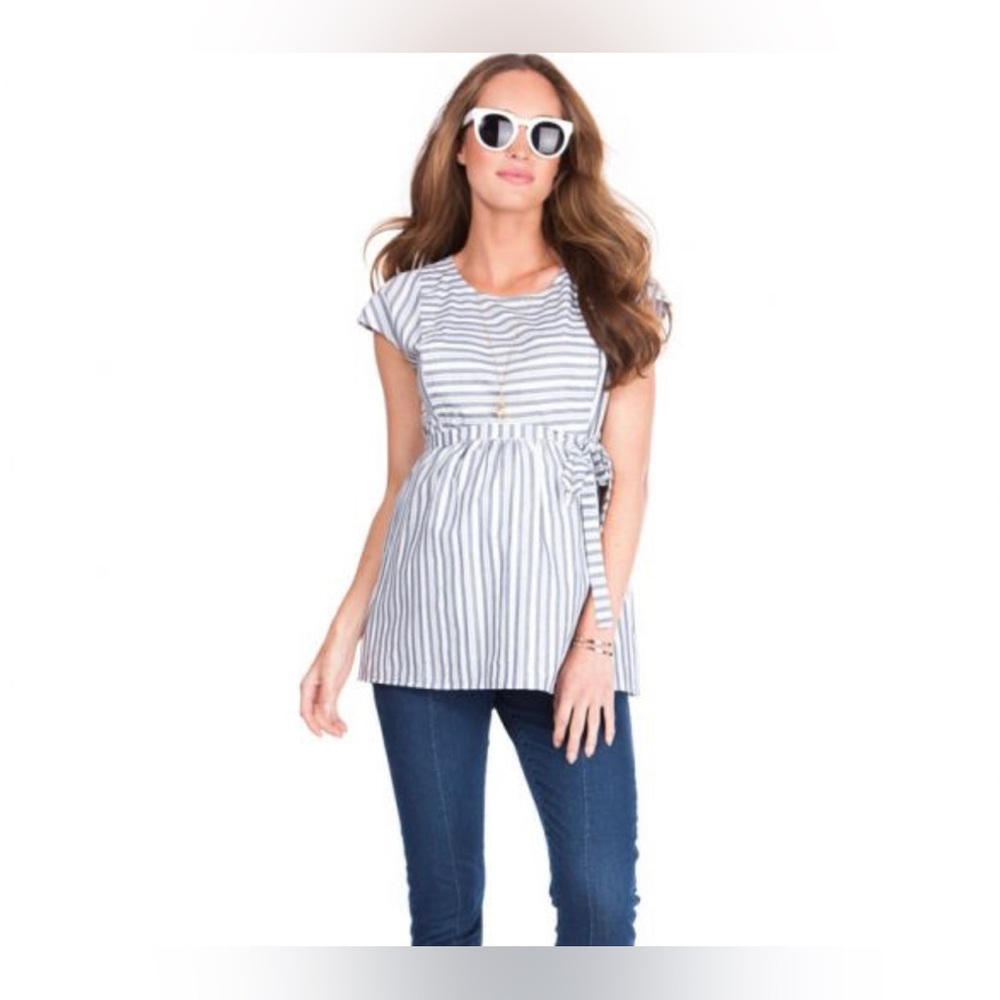 Seraphine Cotton Stripe Maternity & Nursing Top